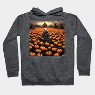 Skeleton Ghost And Creepy Pumpkin Patch Of Jack O Lanterns Hoodie